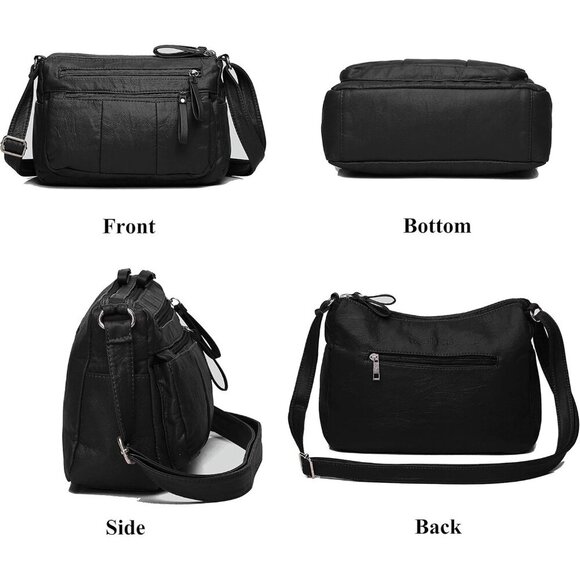 🆕  Volganik Rock PU Leather Shoulder Bag Women Black Soft Pocketbooks Purse - Picture 4 of 6